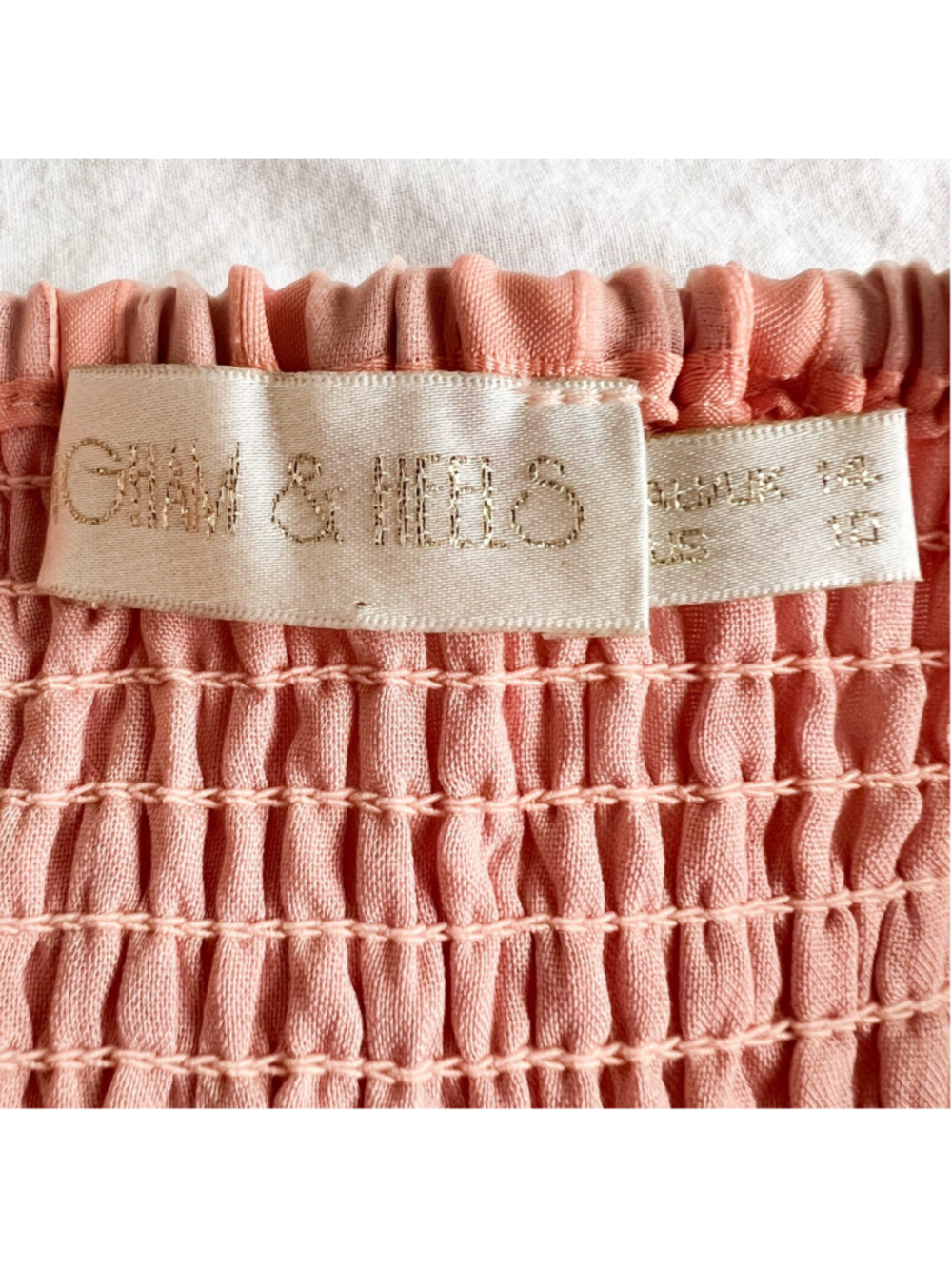 Gingham & Heels Bianna Pink/Coral Puff Sleeve Midi Dress Coquette Cottagecore 10 - Picture 11 of 12